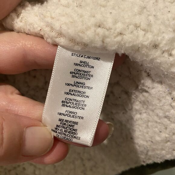 En Creme Olive Sherpa Lined Jacket Small Cozy Fall Winter Layer‎ Anthropologie - Picture 14 of 16